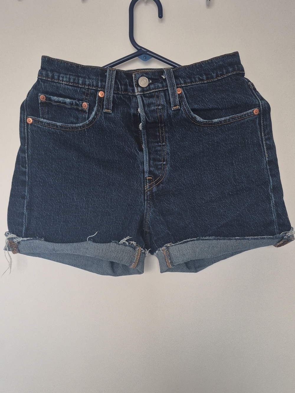 Levi's Dark Blue Rolled Cuff Denim Shorts